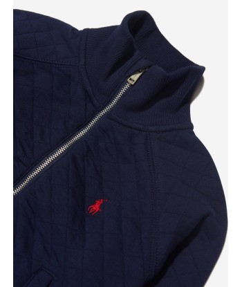 Ralph Lauren Girls Quilted Zip Up Top in Navy prix