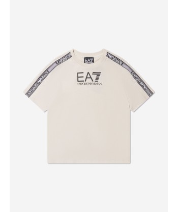 EA7 Emporio Armani Boys Logo T-Shirt in Beige en ligne des produits 