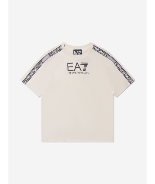 EA7 Emporio Armani Boys Logo T-Shirt in Beige en ligne des produits 