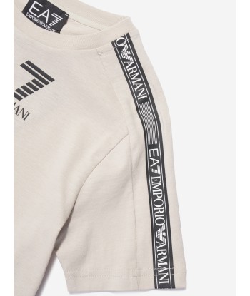 EA7 Emporio Armani Boys Logo T-Shirt in Beige en ligne des produits 