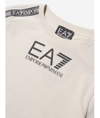 EA7 Emporio Armani Boys Logo T-Shirt in Beige en ligne des produits 