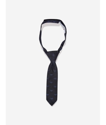 Emporio Armani Baby Boys Silk Logo Tie in Navy d'Europe débarque