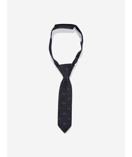 Emporio Armani Baby Boys Silk Logo Tie in Navy d'Europe débarque