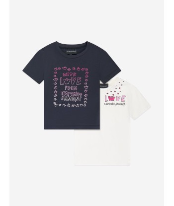 Emporio Armani Girls T-Shirts Set in White brillant des détails fins