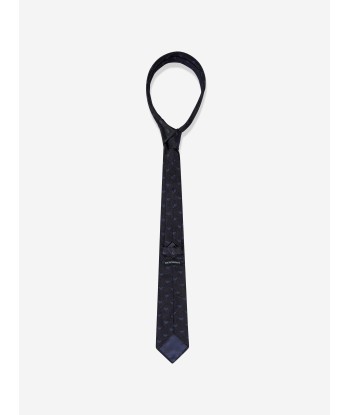 Emporio Armani Boys Silk Logo Tie in Navy 2024