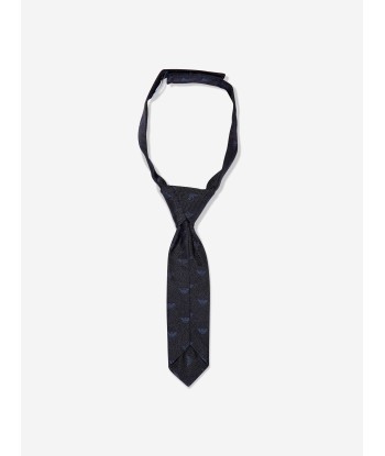 Emporio Armani Baby Boys Silk Logo Tie in Navy d'Europe débarque