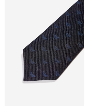 Emporio Armani Boys Silk Logo Tie in Navy 2024