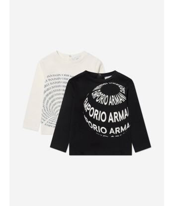 Emporio Armani Baby Boys Long Sleeve T-Shirts Set in Ivory rembourrage situé sous