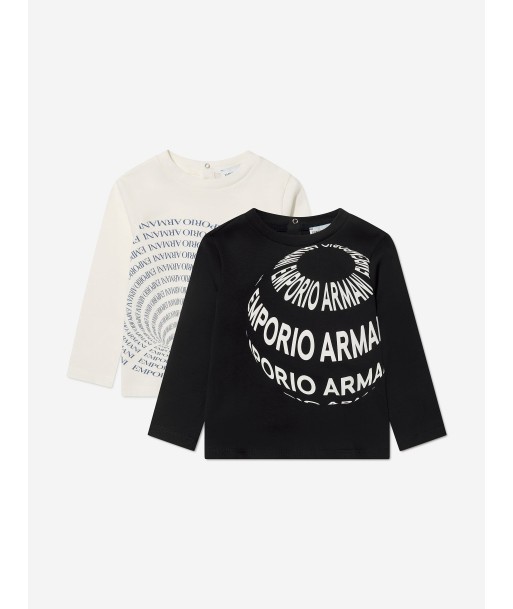 Emporio Armani Baby Boys Long Sleeve T-Shirts Set in Ivory rembourrage situé sous