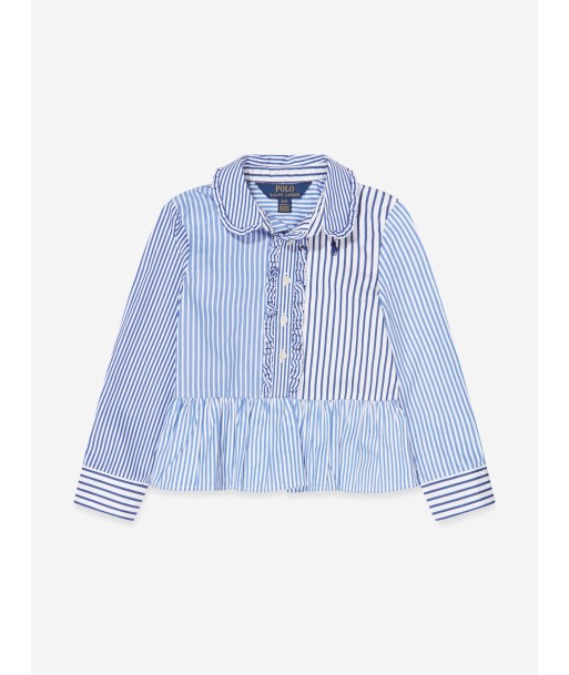 Ralph Lauren Girls Button Front Shirt in Blue Comment ça marche