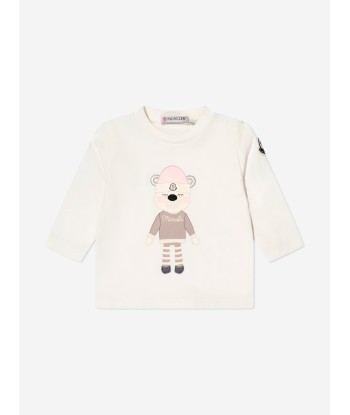 Moncler Enfant Baby Girls Long Sleeve T-Shirt in White d'Europe débarque