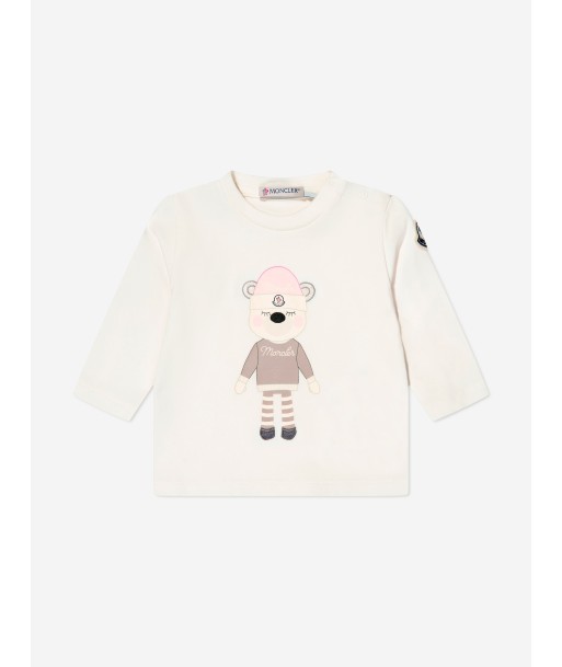 Moncler Enfant Baby Girls Long Sleeve T-Shirt in White d'Europe débarque