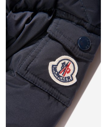 Moncler Enfant Baby Boys Down Padded Marat Long Parka in Navy brillant des détails fins