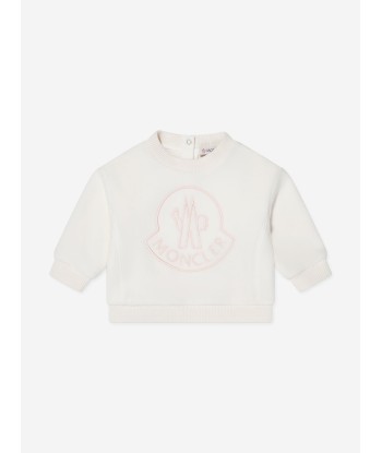 Moncler Enfant Baby Girls Logo Sweatshirt in White soldes