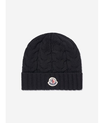 Moncler Enfant Boys Cable Knit Wool Beanie in Black commande en ligne