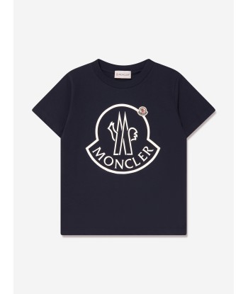 Moncler Enfant Kids Logo T-Shirt in Navy 2023