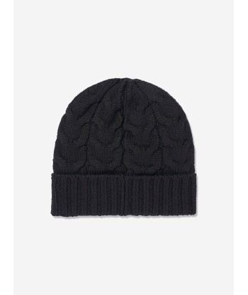 Moncler Enfant Boys Cable Knit Wool Beanie in Black commande en ligne