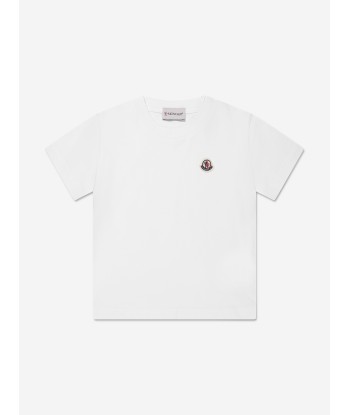 Moncler Enfant Kids Logo T-Shirt in White sur le site 