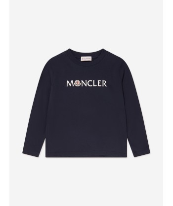 Moncler Enfant Kids Long Sleeve T-Shirt in Navy Les magasins à Paris