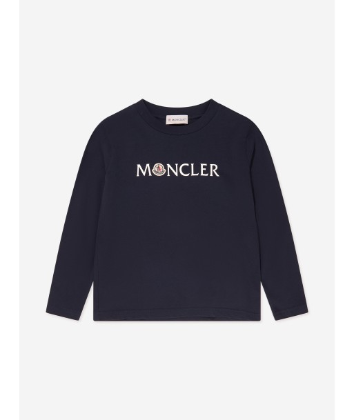 Moncler Enfant Kids Long Sleeve T-Shirt in Navy Les magasins à Paris