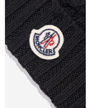 Moncler Enfant Boys Cable Knit Wool Beanie in Black commande en ligne