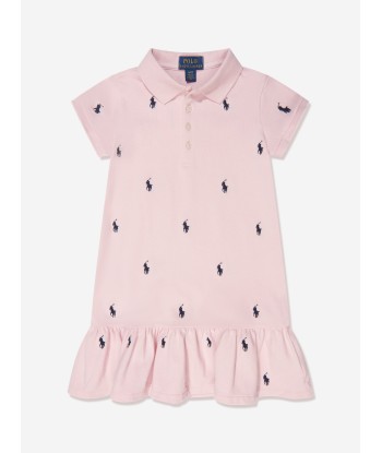 Ralph Lauren Girls Logo Polo Dress in Pink en linge