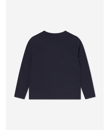 Moncler Enfant Kids Long Sleeve T-Shirt in Navy Les magasins à Paris