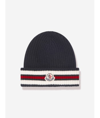 Moncler Enfant Baby Boys Wool Beanie Hat in Navy Dans la société mordern