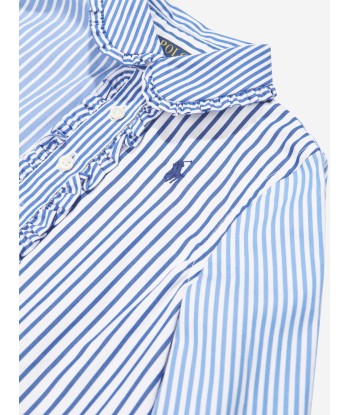 Ralph Lauren Girls Button Front Shirt in Blue Comment ça marche