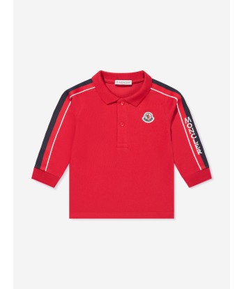 Moncler Enfant Baby Boys Long Sleeve Polo Shirt in Red Pour