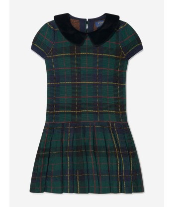 Ralph Lauren Girls Plaid Day Dress in Navy Paris Déstockage Promo