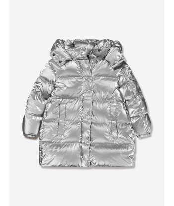 Moncler Enfant Girls Down Padded Amra Long Parka in Silver plus qu'un jeu 