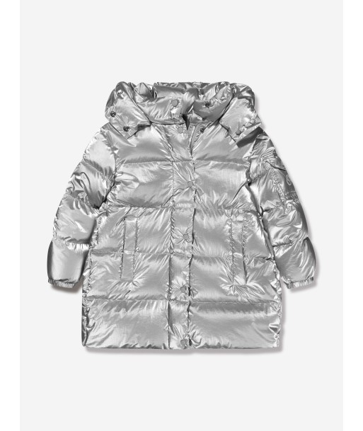 Moncler Enfant Girls Down Padded Amra Long Parka in Silver plus qu'un jeu 