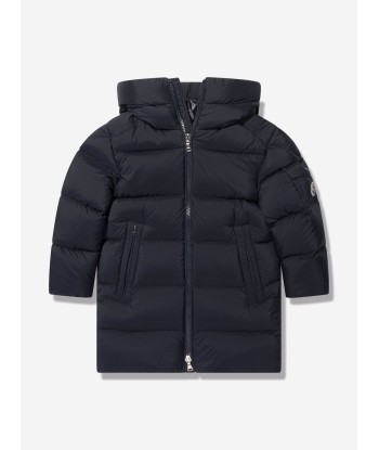 Moncler Enfant Boys Down Padded Marat Long Parka in Navy livraison et retour toujours gratuits