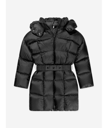 Moncler Enfant Girls Down Padded Caille Long Coat in Black meilleur choix