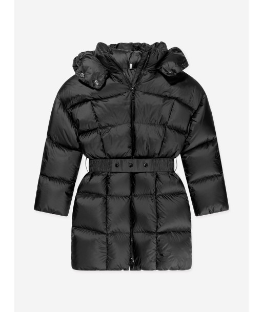 Moncler Enfant Girls Down Padded Caille Long Coat in Black meilleur choix