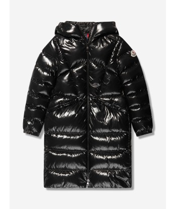 Moncler Enfant Girls Down Padded Selenga Long Coat in Black destockage