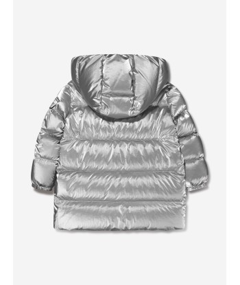 Moncler Enfant Girls Down Padded Amra Long Parka in Silver plus qu'un jeu 