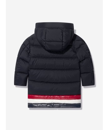 Moncler Enfant Boys Down Padded Marat Long Parka in Navy livraison et retour toujours gratuits