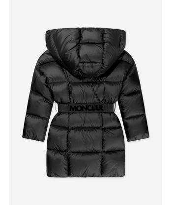 Moncler Enfant Girls Down Padded Caille Long Coat in Black meilleur choix