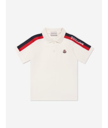 Moncler Enfant Boys Polo Shirt in White pas cher 