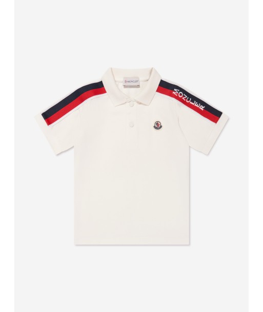 Moncler Enfant Boys Polo Shirt in White pas cher 