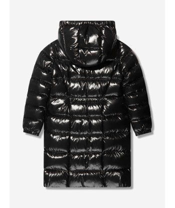 Moncler Enfant Girls Down Padded Selenga Long Coat in Black destockage