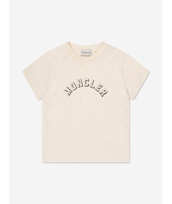 Moncler Enfant Girls Logo T-Shirt in Ivory À commander