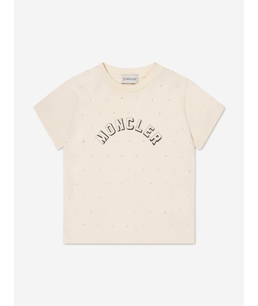 Moncler Enfant Girls Logo T-Shirt in Ivory À commander