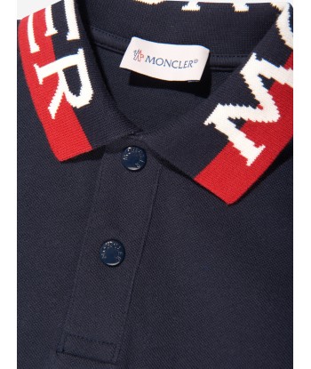 Moncler Enfant Boys Long Sleeve Polo Shirt in Navy destockage