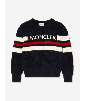 Moncler Enfant Boys Wool Knit Jumper in Navy Jusqu'à 80% De Réduction