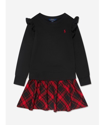 Ralph Lauren Girls Ruffle Sweater Dress in Black acheter