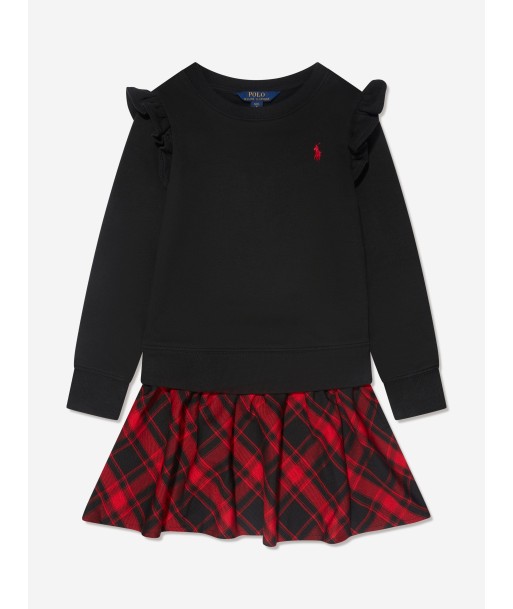 Ralph Lauren Girls Ruffle Sweater Dress in Black acheter