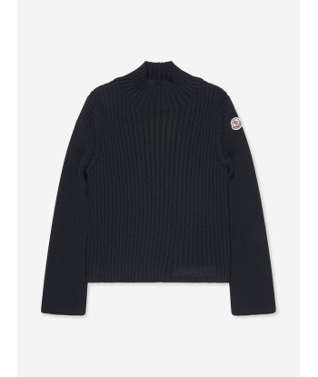 Moncler Enfant Girls Turtleneck Top in Black pas cher chine